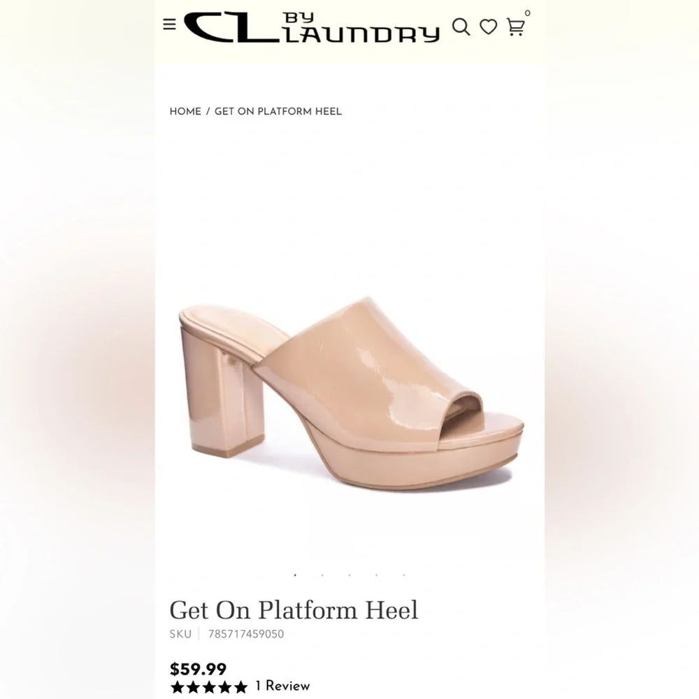 Chinese Laundry NEW Tan Faux Patent Leather Block Heel Slip On Open Toe Mules